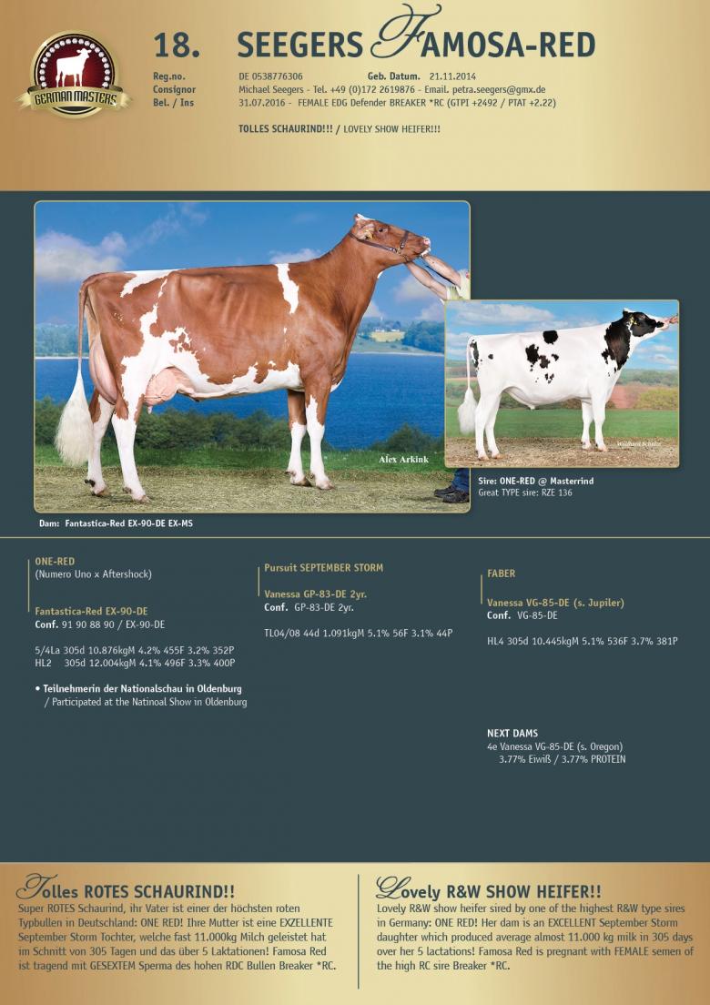 Datasheet for Lot 18. Seegers Famosa-Red