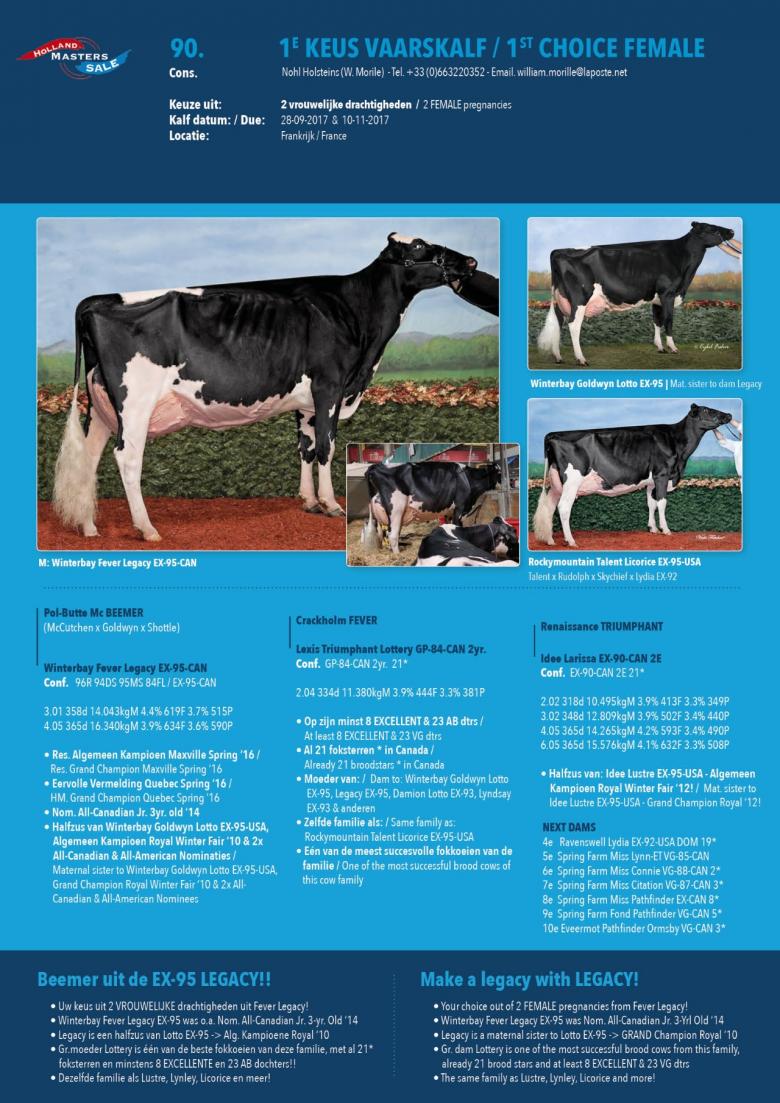 Datasheet for 1st Choice FEMALE: BEEMER x Winterbay Fever Legacy EX-95-CAN