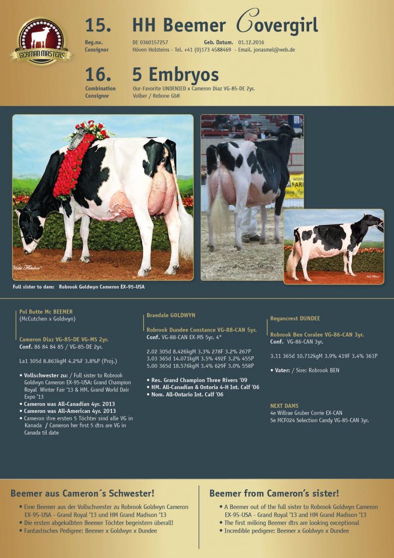 Datasheet for Lot 15. HH Beemer Covergirl
