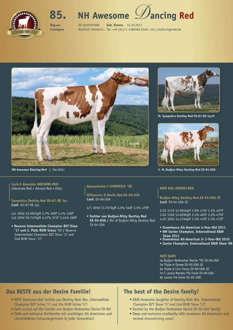 Datasheet for Lot 85. NH Awesome Dancing Red